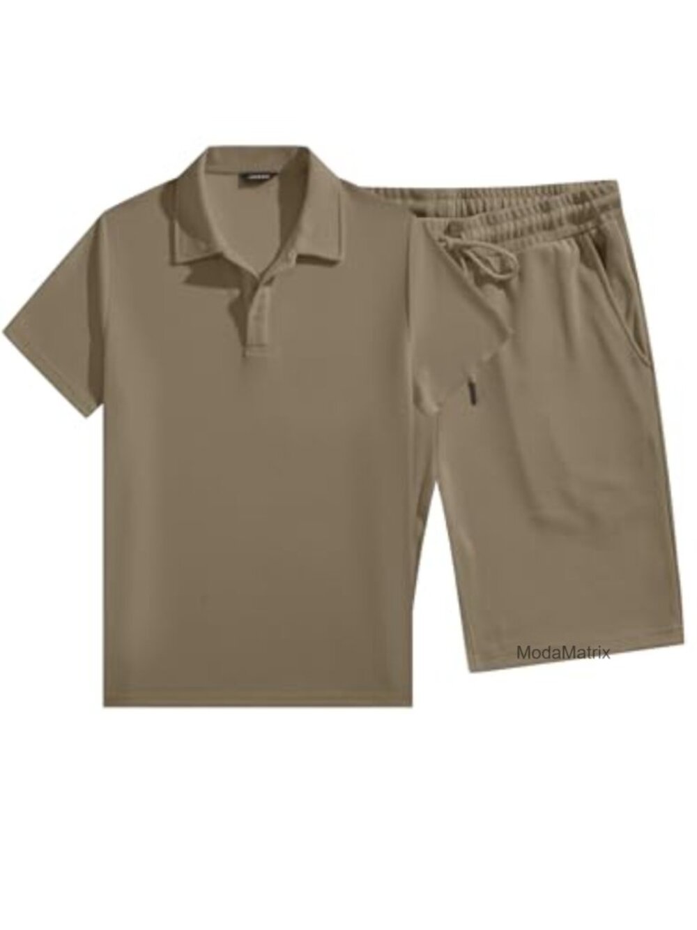 Men's 2 Piece Summer Outfit Knit Polo Shirt and Shorts Set